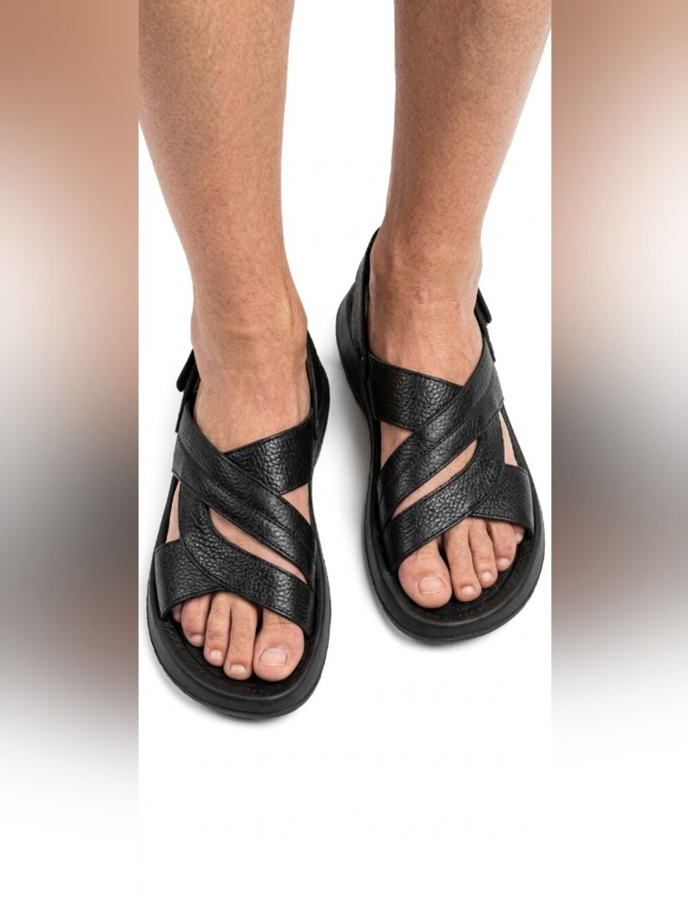 NWOT Sz8 Men's Black Rubber Strappy Comfort Sandals